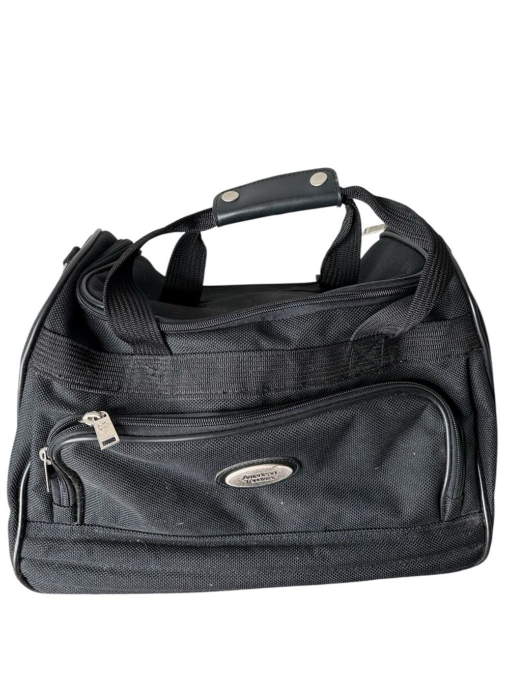 AMERICAN TOURISTER Vintage Black Duffle Weekender Carry On Bag Travel